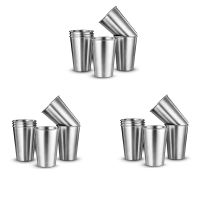 18Pcs Stainless Steel Beer Cup Cold Water Drinks Cup Household Office Use Gargle Cup Beer Wine Cup 350ML