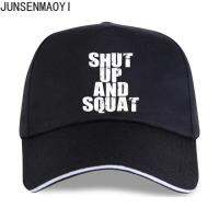 Shut Up และ Squat อารมณ์ขันหมวกเบสบอลยิมฟิตเนสออกกำลังกายหนุ่มหุ่นล่ำผู้หญิง Unisex หมวกคนขับรถบรรทุกที่ใส่กลับหลังปรับหมวก