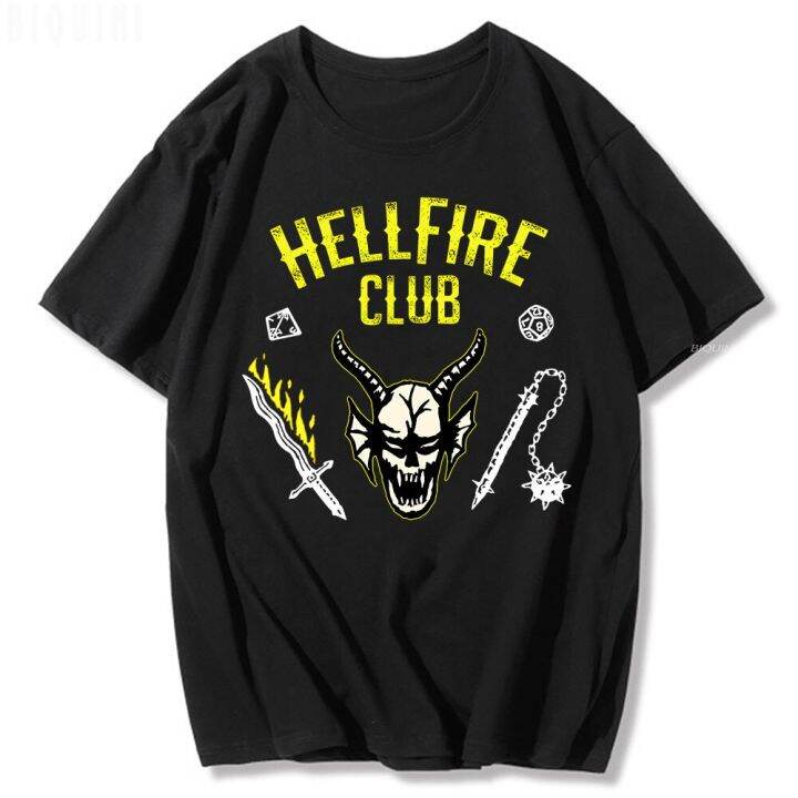 hellfire-club-tshirt-strange-stuff-4-pattern-cotton-high-quality-summer-black-sleeve-gildan-shirt