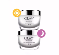 Olay Luminous Light Perfecting Day Cream 50g+Night Cream 50g ลูมินัส ไลท์ เพอร์เฟคติ้ง เดย์ครีม 50 กรัม + ไนท์ครีม 50 กรัม (บำรุงผิวหน้า โอเลย์สีขาว เซรั่มหน้าใส) EXP06/2025