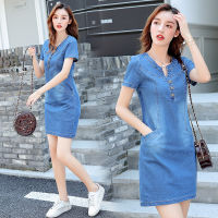 NGT Women Denim Dresses ชุดเดรสผ้ายีนส์ลำลองสำหรับผู้หญิงไซส์ใหญ่ Long Denim Dress No.246