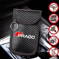 ❀ Carbon Fiber Car Keys Case Keychain RFID Shielding Key Credit Card For Toyota Prado 90 120 150 J90 J120 J150 LC90 LC150