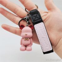 【YF】∏♤  Transparent Leather Cartoon Bow Tie Keychain Holder Resin Chain