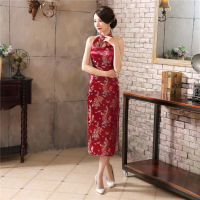 Cke CWwartSexy New Wine red Womens Evening Party Dress nd Chinese Backless Cheong-sam Long Cheongsam Qipao S M L XL XXL XXXL