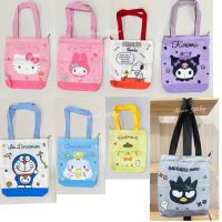 พร้อมส่ง กระเป๋าผ้า Tote ลายการ์ตูนน่ารัก ใส่A4ได้ มีซิป 【QYUE】