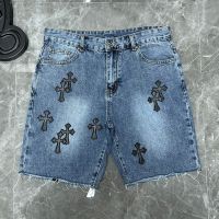 High Quality Chrome Heart CH denim shorts mens thin section 2023 new pants loose five-point pants