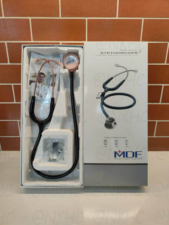 หูฟังทางการแพทย์-stethoscope-ยี่ห้อ-mdf777-md-one-สีโรสโกลด์-ดำ-rose-gold-mdf777-rg11-สำหรับผู้ใหญ่