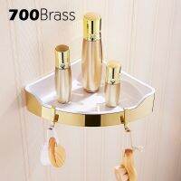 ✤✢ Stainless Steel 304 Luxury Gold Bathroom Shelf Removable ABS Plastic Basket Corner Wall Shelf Bathroom Holder Good Quality