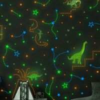 ☫⊙ Cartoon Animal Dinosaur Luminous Star Sticker Living Room Self-adhesive Decorative Wall Stickers