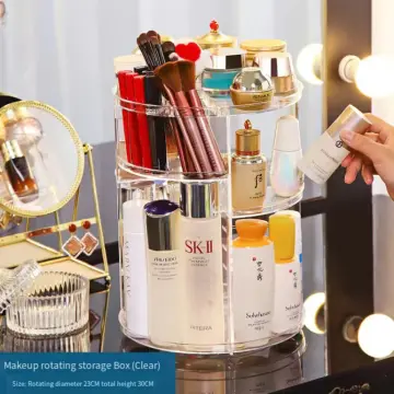 360° Rotating Makeup Organizer Spinning Make Up Box Storage Brush