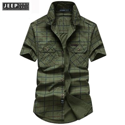 JEEP SPIRIT 1941 ESTD เสื้อเชิ้ตแขนสั้น ลายสก๊อต ไม่มีกระเป๋า สําหรับผู้ชาย lwk