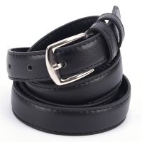 1 PC 110 CM Fashion Womens Casual Leather Slim Waist Belt Leather Waistband with Pin Buckle Black Belts