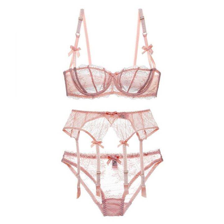 dropshipping-varsbaby-pink-ชุดชั้ั้นใน-ผ้าลูกไม้-สีโปร่งใส-เซ็กซี่-สำหรับสตรี-sexy-lace-ultra-thin-transparent-lingerie-garter-v307