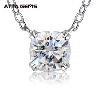 ATTAGEMS 925 Silver Necklace Pendant Cushion Cut 1.0ct D Color White Moissanite Pass Diamond Test for Women Elegant Necklace