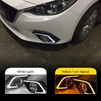 Car Flashing 1 Pair DRL For Mazda 3 Mazda3 Axela 2014 2015 2016 Daytime Running Lights fog lamp cover with yellow turn signal