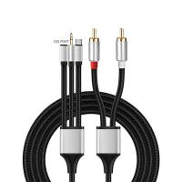 1/2/3M Type-C/สำหรับ Lightings/3.5 Mm ตัวผู้ไป2RCA Y สายแยก USB C ถึง2 RCA สายสเตอริโอลำโพงโฮมเธียเตอร์ทีวี