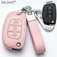 Leather Car Key Case Bag For Hyundai Ix25 Ix35 I10 I30 Solaris Tucson Sonata Santa Fe Sport Mistra Elantra Creta Verna 2015-2018