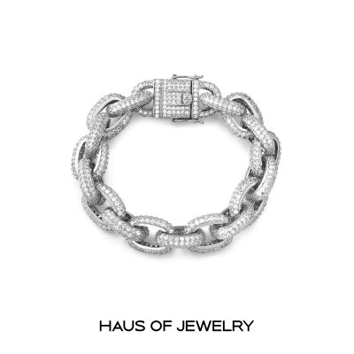 Haus of Jewelry - Luv AJ OZZIE PAVE CHAIN BRACELET ข้อมือประดับเพชรคิวบิกเซอร์โคเนีย (Cubic Zirconia)