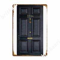 Celestineor 221b Baker Street ปรับแต่งโปสเตอร์ประตูไม้สีดำแผ่นโลหะสำหรับตกแต่งบ้านคลับและบาร์