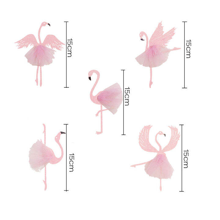 jollyboom-ฮาวาย-flamingo-เค้กใส่ป้าย-cupcake-ตกแต่งเค้กตกแต่งบัลเล่ต์เต้นรำ-flamingo-glitter-สีชมพู-fine-feather-flamingo-เด็กวันเกิดเค้ก-topper