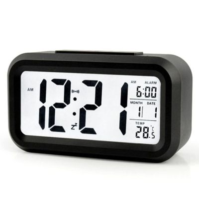 【Worth-Buy】 นาฬิกานาฬิกาปลุกดิจิตอลแบบชาร์จไฟได้,จอ Lcd ขนาดใหญ่นาฬิกานักเรียนนาฬิกาโต๊ะข้างเตียงนาฬิกาพร้อมเซ็นเซอร์แสงเลื่อนปลุกและ Backlit
