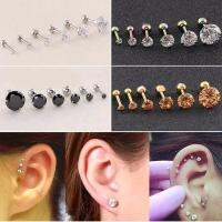 CHARMERE ผู้หญิง สไตล์พังก์ CZ Prong กระดูกอ่อน Tragus สตาร์ คริสตัล เจาะร่างกาย สตั๊ดหู สแตนเลส เครื่องประดับ