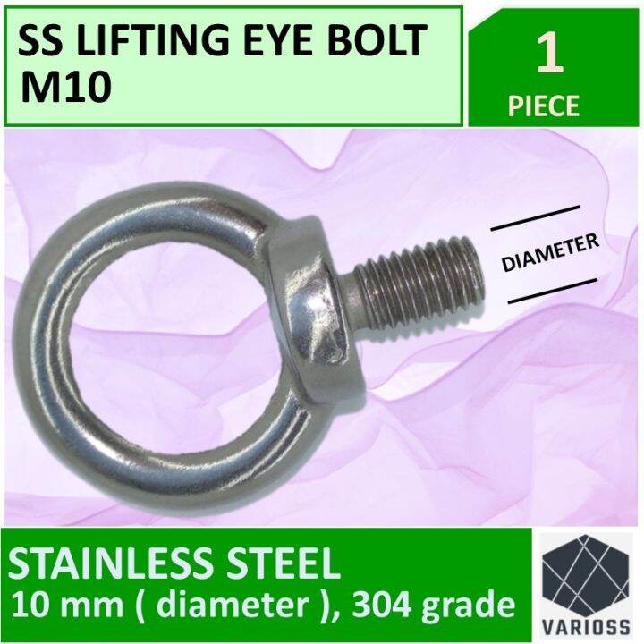 SS ( Stainless ) Lifting Eye Bolt M10 Grade 304 with nut, washer and