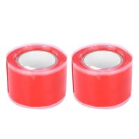 2Pcs 0.5mmx25mmx1.5m Red High Temperature Resistant Flame Retardant Silicone Self-Adhesive Tape Adhesives Tape