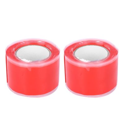 2Pcs 0.5mmx25mmx1.5m Red High Temperature Resistant Flame Retardant Silicone Self-Adhesive Tape Adhesives Tape