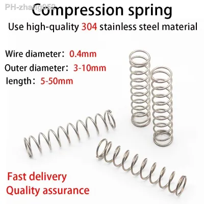 Stainless Steel Compression Spring Cylindrical Spring Y-type Rotor Return Spring Steel Wire Diameter 0.4mm 10pcs