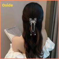 OSIDE โลหะสำหรับตกแต่ง คลิปผีเสื้อ ไข่มุกพู่ห้อย แฟนซี คลิปหนีบผม ของใหม่ ง่ายต่อการสวมใส่ คลิปหนีบเล็บ ผู้หญิงผู้หญิงผู้หญิง