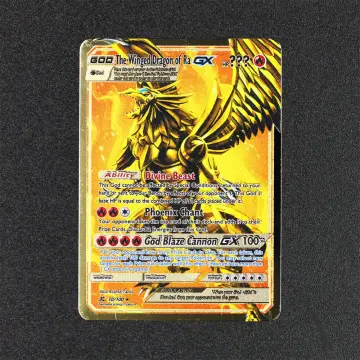 Pokemon Winged Dragon GX Shiny Gold Metal Game Collection Cards Kids Gift  Toy