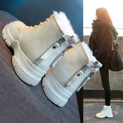 After the winter of 2020 new double zipper Martin boots female female boots and thick bottom hair thickening locomotive British womens shoes