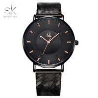 （A Decent035）Shengke แฟชั่น BlackFor WomenRelogio FemininoThinWatch ผู้หญิง Adjustaquer TRAP Montre Femme