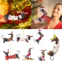 Christmas Tree Hanging Ornaments Dachshund Dog Shaped Flat Pendants For Home Christmas Decorations Xmas New Year Gifts 2024 Christmas Ornaments