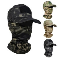 Camo ทหาร Hood ยุทธวิธีกองทัพหมวกฤดูร้อน Snapback Sun หมวก Balaclava กีฬาสกีหมวก Windproof Sun Shading Full Face ชุด