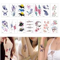 【YF】 Small Waterproof Temporary Tattoo Sticker Colorful Leaf Flower Elephant Dolphin  Art Wrist Neck Women Kids Fake Mini Tatoo