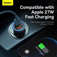 Baseus 60W Dual Port Fast Car Charger USB Type C Car Phone Charger Fast Charging for 13 Pro Max for Samsung Xiaomi