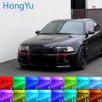 Rgb หลายสีไฟหน้ารถสำหรับ Bmw 1998 03 E46พร้อมอุปกรณ์เสริมโปรเจคเตอร์ไฟ Led ดวงตานางฟ้าแหวนเฮโลรีโมทคอนโทรล Rf