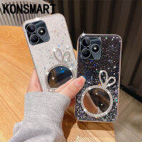 KONSMART เคสดาวแวววาว Realme C51 C53ที่ครอบกระจกกระต่ายเพชรน่ารัก NFC เคสทีพียูนิ่ม REALMEC53โทรศัพท์