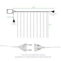 ไฟสายประดับผ้าม่าน LED 3X3m 110V 220V โคมไฟพวงมาลัยนางฟ้าคริสต์มาสพร้อมปลั๊กเชื่อมต่อได้สำหรับลานบ้านงานแต่งงาน