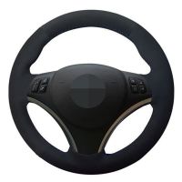 Car Steering Wheel Cover Hand-stitched Black Soft Suede For BMW E90 E91 E92 E93 E87 E81 E82 E88 X1 E84 Accessories