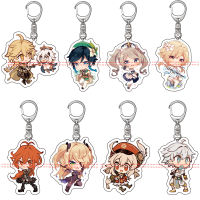 22 Style genshin impact keychain Zhongli Diluc Venti Paimon Acrylic Keyring Gift For Friend Game Character KeyHolder Bag Jewelry