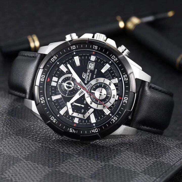 สินค้าขายดีคาสิโอ-edifice-chronograph-นาฬิกาผู้ชาย-สายหนัง-รุ่น-efr-539l-1a-พร้อมกล่องและรับประกัน-1ปี