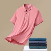 Ready Stock? Pearl mesh seamless ice silk polo shirt mens summer new quality ice feeling mens ultra-thin short-sleeved mens T-shirt