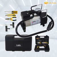 Lolis ปั๊มลมมินิ 12V MINI AIR COMPRESSOR 120PSI ปั๊มลมรถยนต์ ปั๊มลมไฟฟ้า ปั๊มเติมลมยาง 2ลูกสูบ พร้อมอุปกรณ์