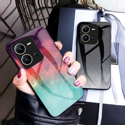 VIVO V25 Case กระจกเทมเปอร์เคสโทรศัพท์ Soft TPU Edge Protection Hard กันกระแทกแฟชั่น VIVO V25 VIVOV25e ปลอกฝาหลัง