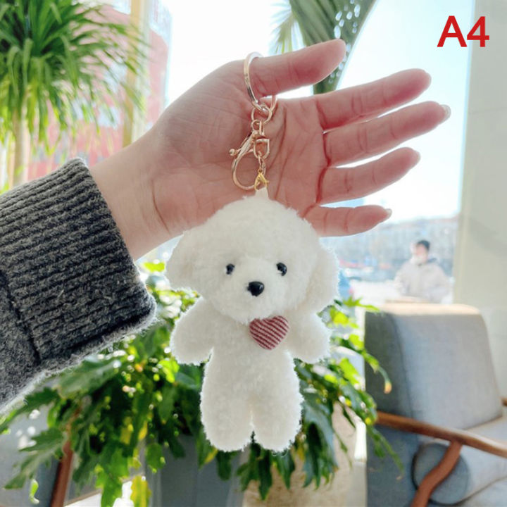 shiqinbaihuo-พวงกุญแจหมีตุ๊กตาผ้านุ่มๆการ์ตูนน่ารัก1ชิ้นพวงกุญแจจี้รูปสัตว์