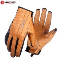 【CW】SCOYCO Men Retro Leather Motorcycle Gloves Motorbike Racing Gloves Touch Screen Moto Motocross Riding Luvas