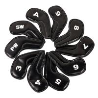 10Pcs PU Golf Iron Covers Set Golf Club Head Cover Training Equipment Sticky